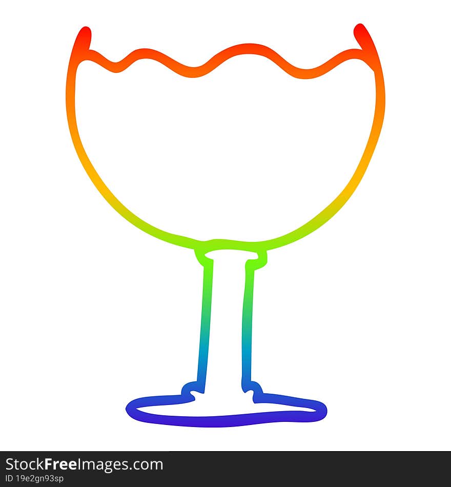 rainbow gradient line drawing of a cartoon glass of drink