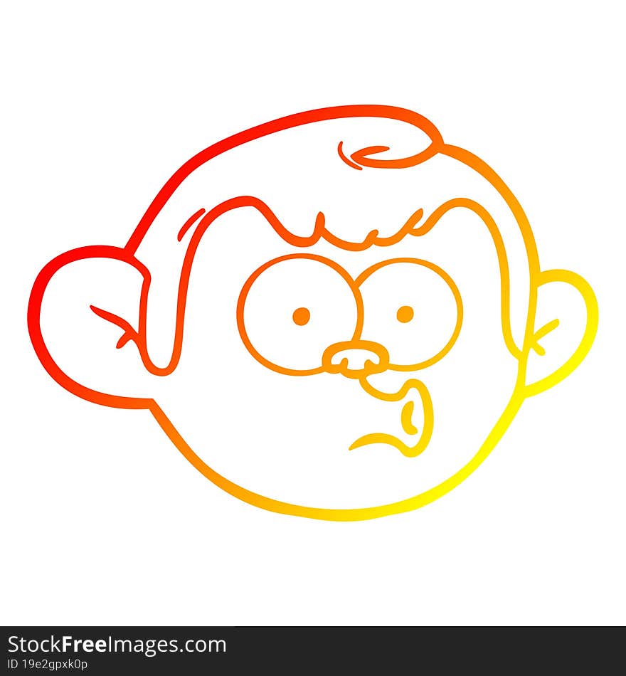 Warm Gradient Line Drawing Cartoon Monkey Face