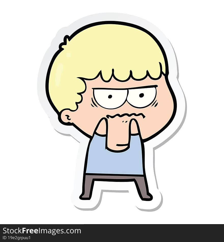 Sticker Of A Cartoon Annoyed Man