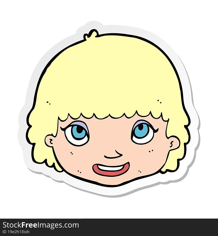 Sticker Of A Cartoon Happy Female Face