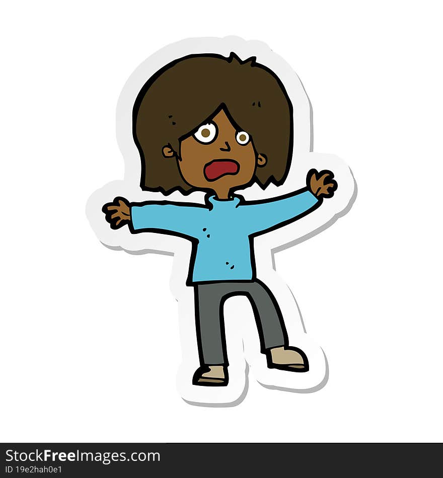 sticker of a cartoon scared person