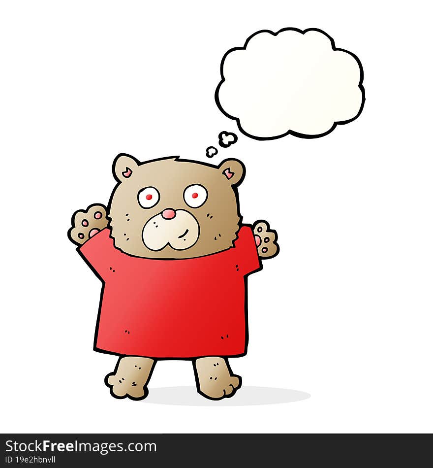 cartoon cute teddy bear with thought bubble