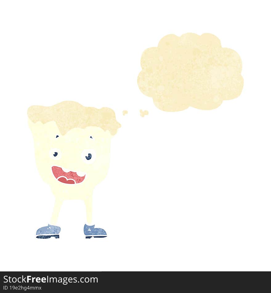 cartoon tooth with thought bubble