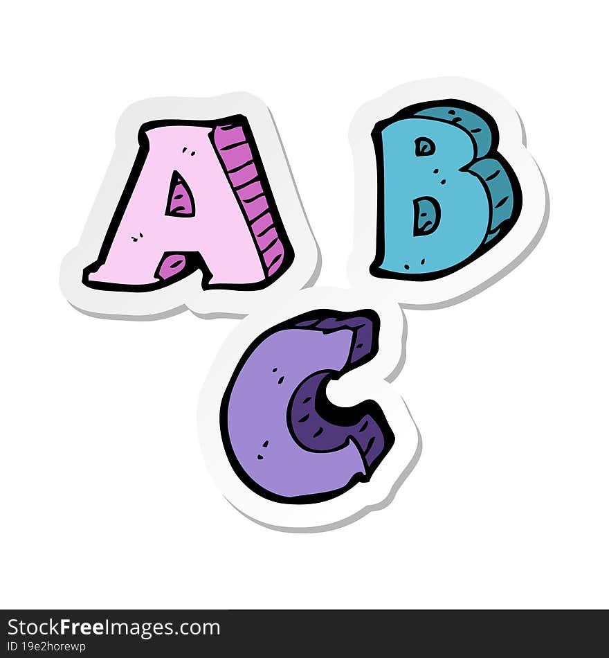 sticker of a cartoon ABC letters