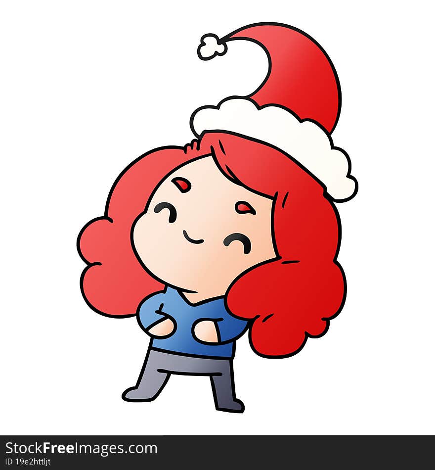 christmas gradient cartoon of kawaii girl