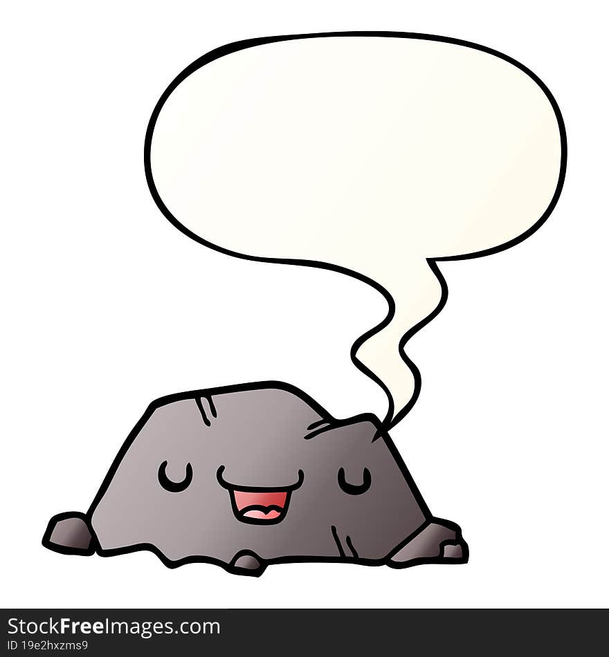 cartoon rock and speech bubble in smooth gradient style