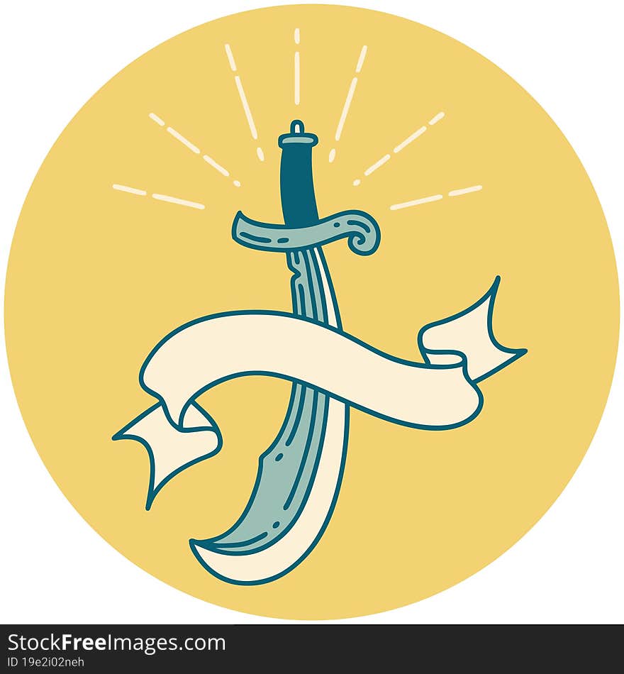 icon of tattoo style scimitar sword