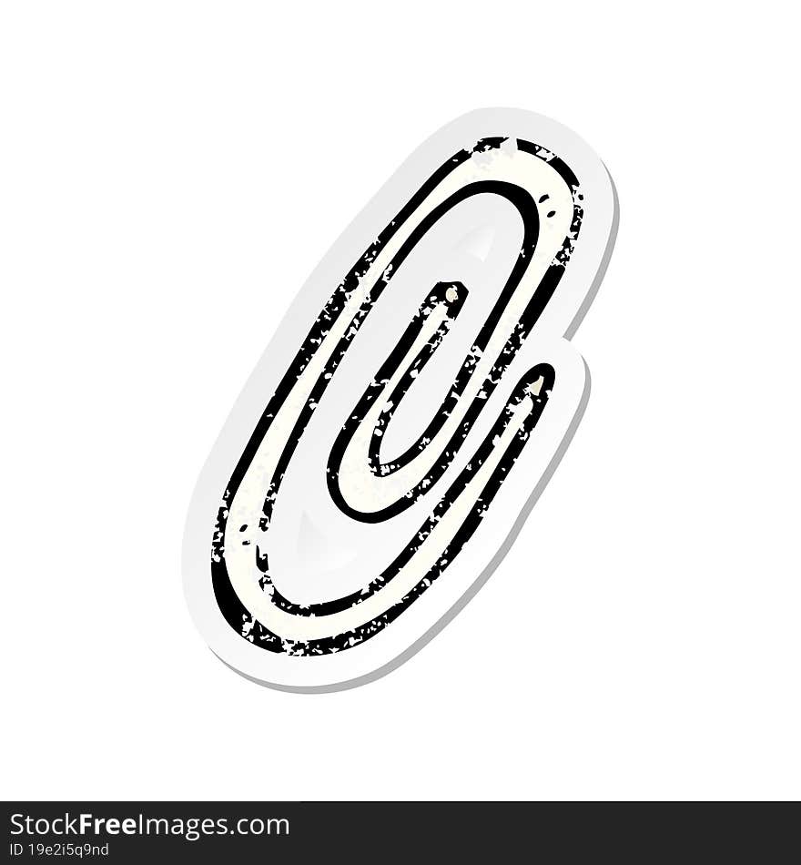 retro distressed sticker of a cartoon paperclip