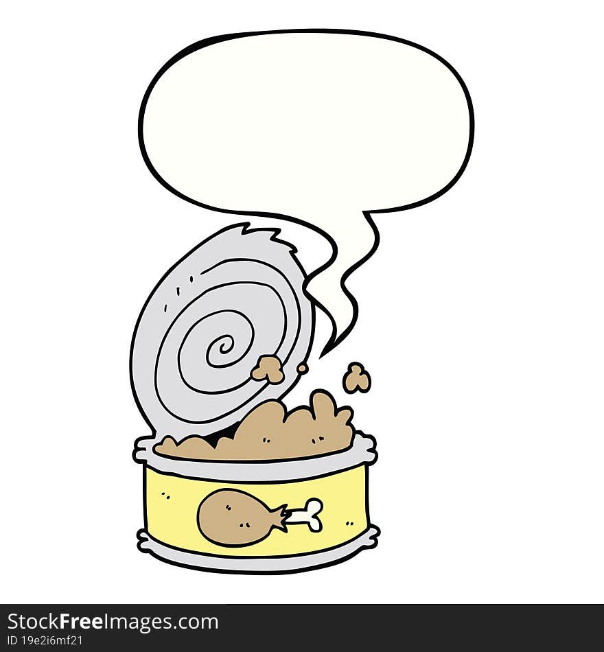 cartoon canned food with speech bubble. cartoon canned food with speech bubble