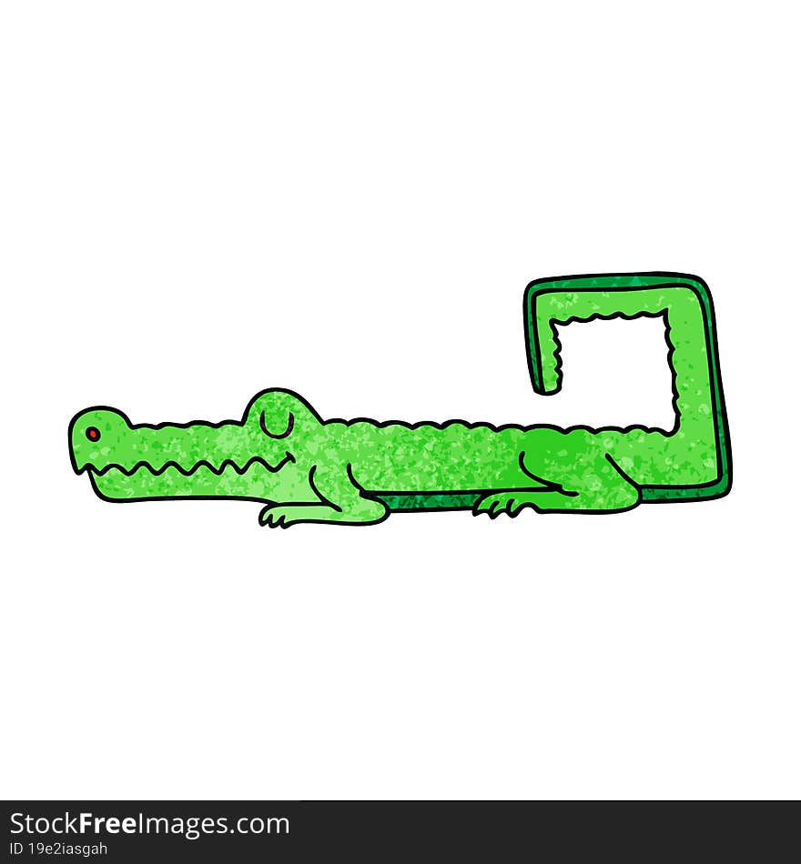 quirky hand drawn cartoon crocodile