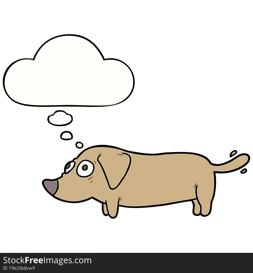 cartoon dog with thought bubble. cartoon dog with thought bubble