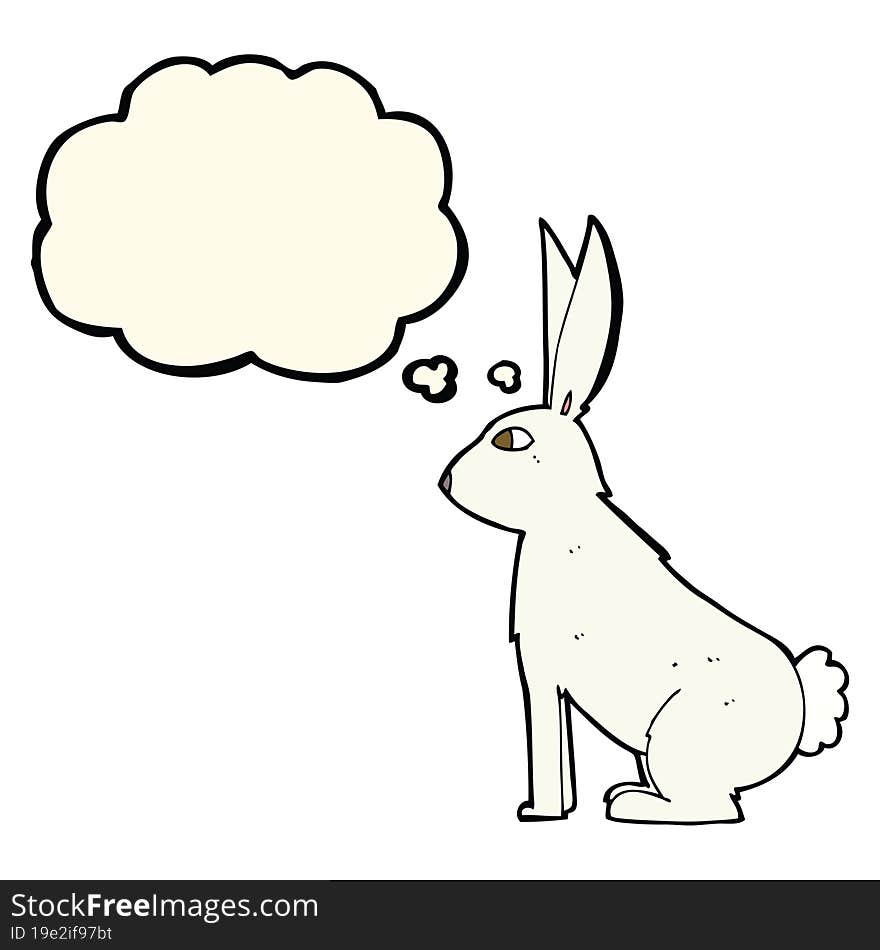 cartoon rabbit with thought bubble