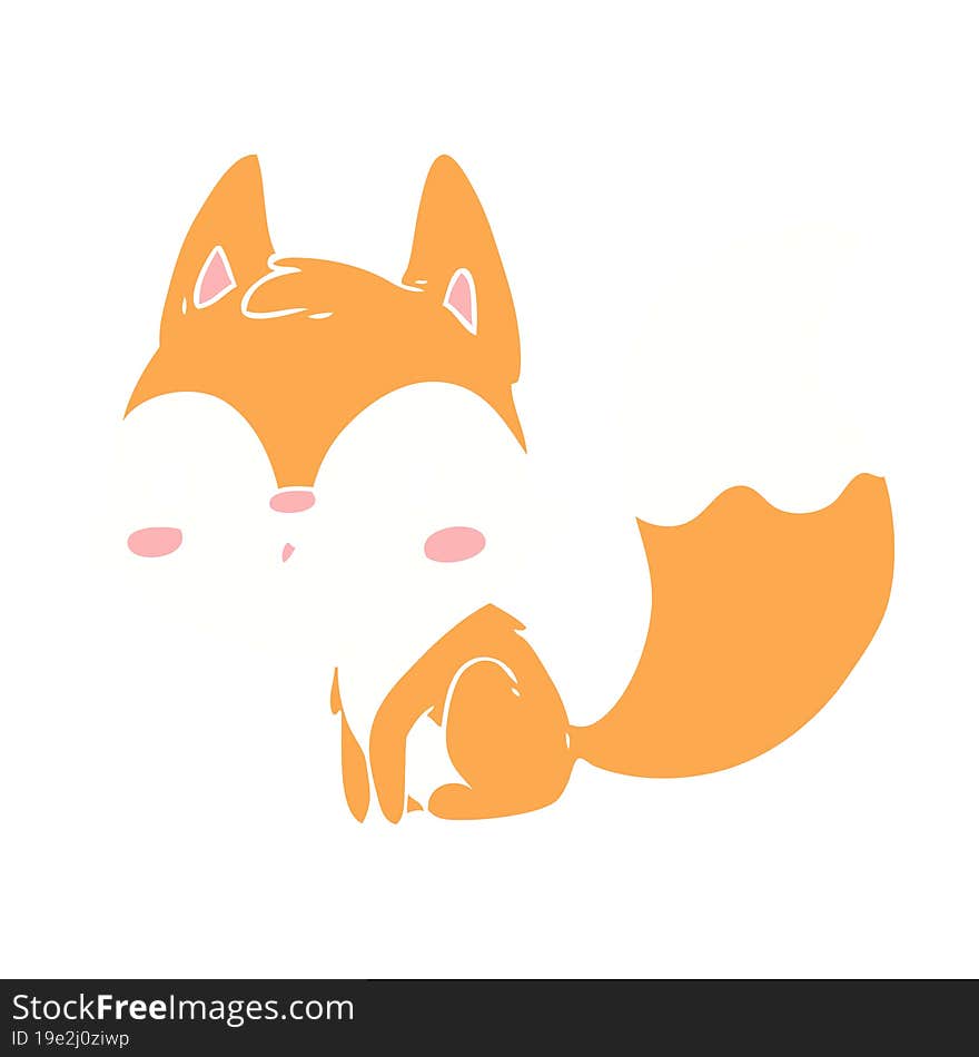 Cute Flat Color Style Cartoon Fox