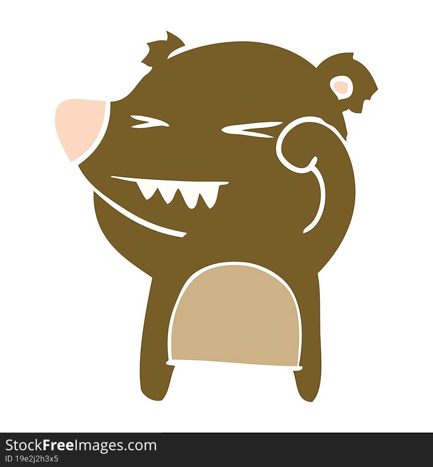 angry bear flat color style cartoon