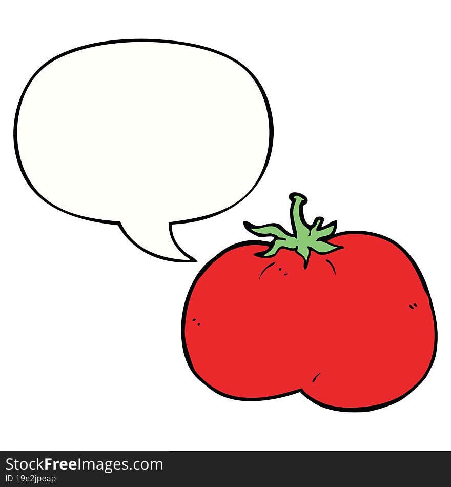 Cartoon Tomato And Speech Bubble