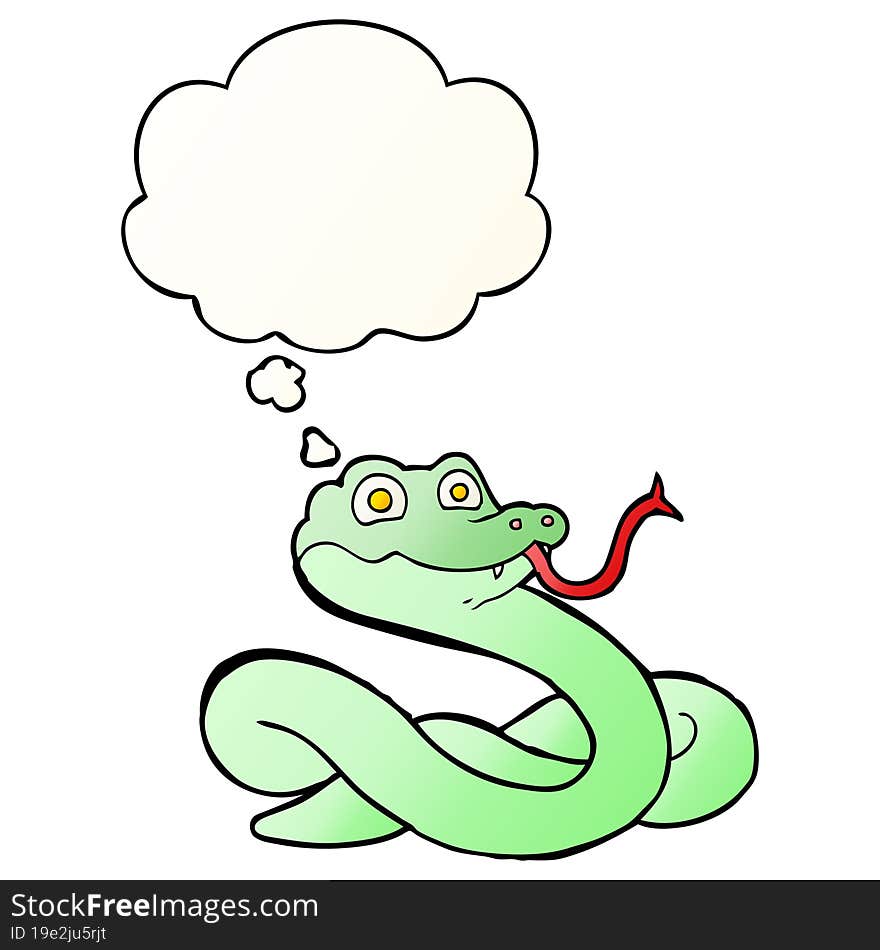 cartoon snake and thought bubble in smooth gradient style