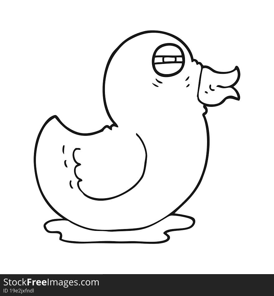 black and white cartoon rubber duck