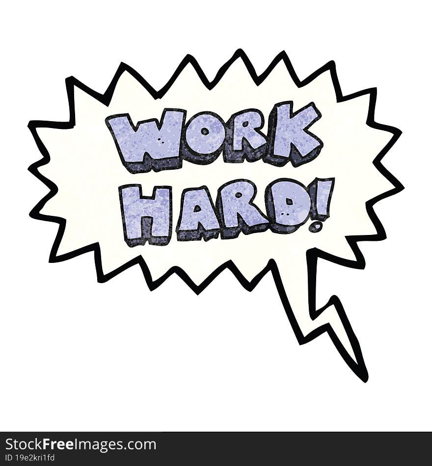 speech bubble textured cartoon work hard symbol