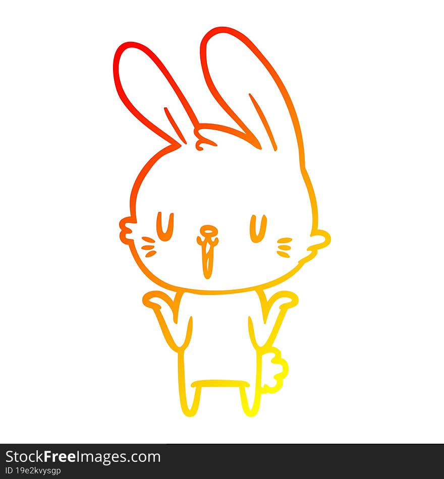 Warm Gradient Line Drawing Cute Cartoon Rabbit