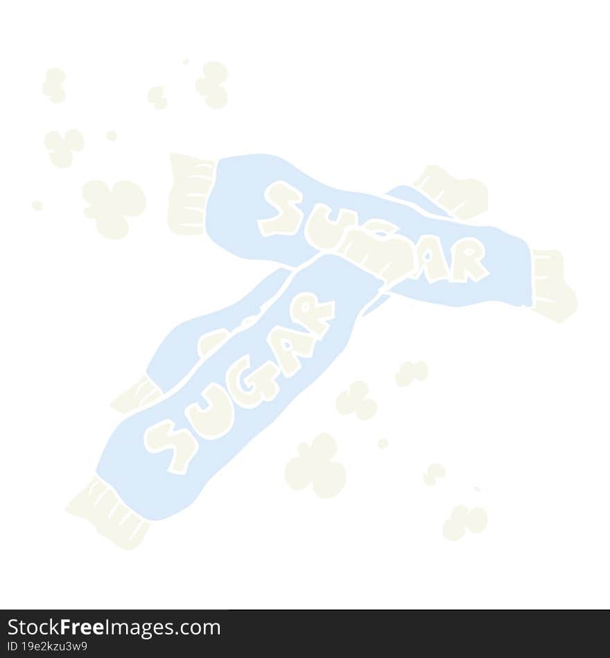 flat color illustration of a cartoon packets of sugar