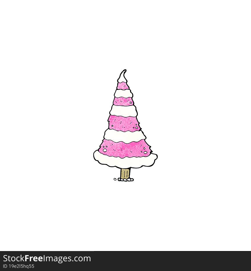 Pink Christmas Tree Cartoon