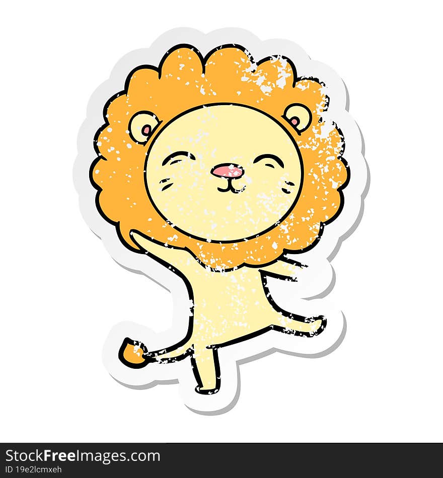 Distressed Sticker Of A Cartoon Lion