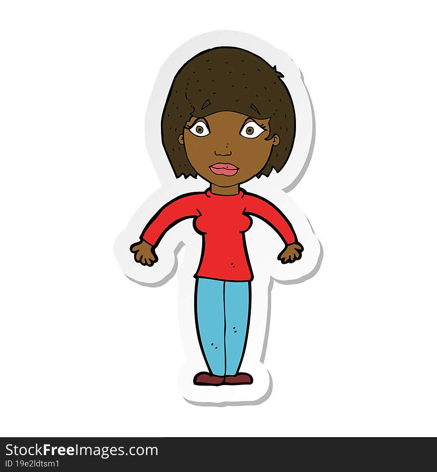 sticker of a cartoon surprised woman