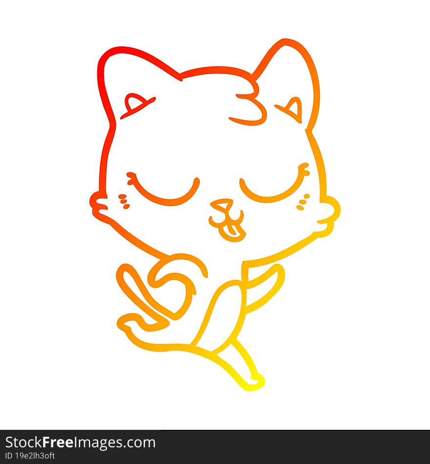 warm gradient line drawing cartoon cat running