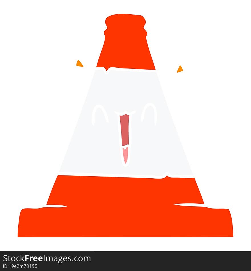 Flat Color Style Cartoon Road Traffic Cone