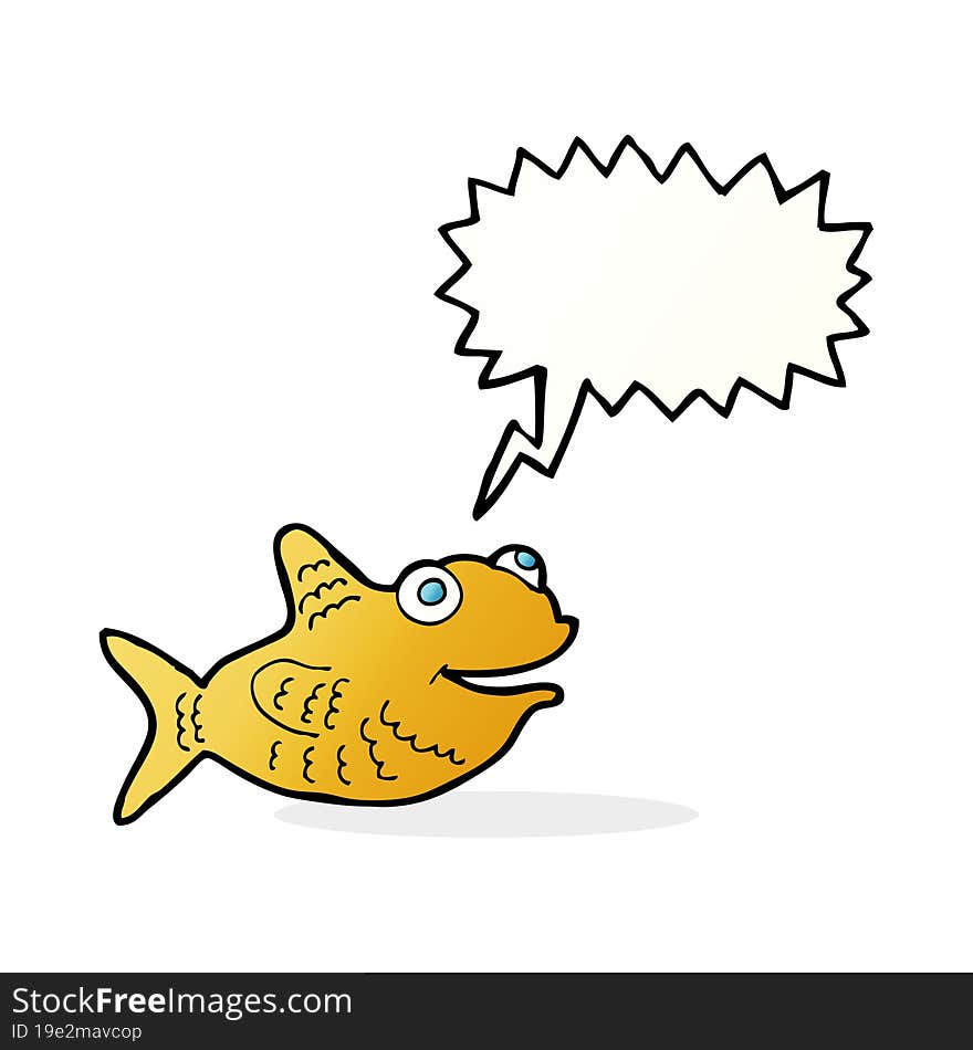 cartoon happy fish with speech bubble