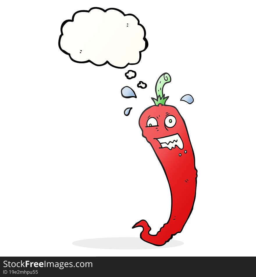 Hot Chilli Pepper Thought Bubble Cartoon