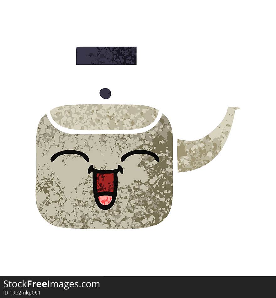 retro illustration style cartoon of a kettle