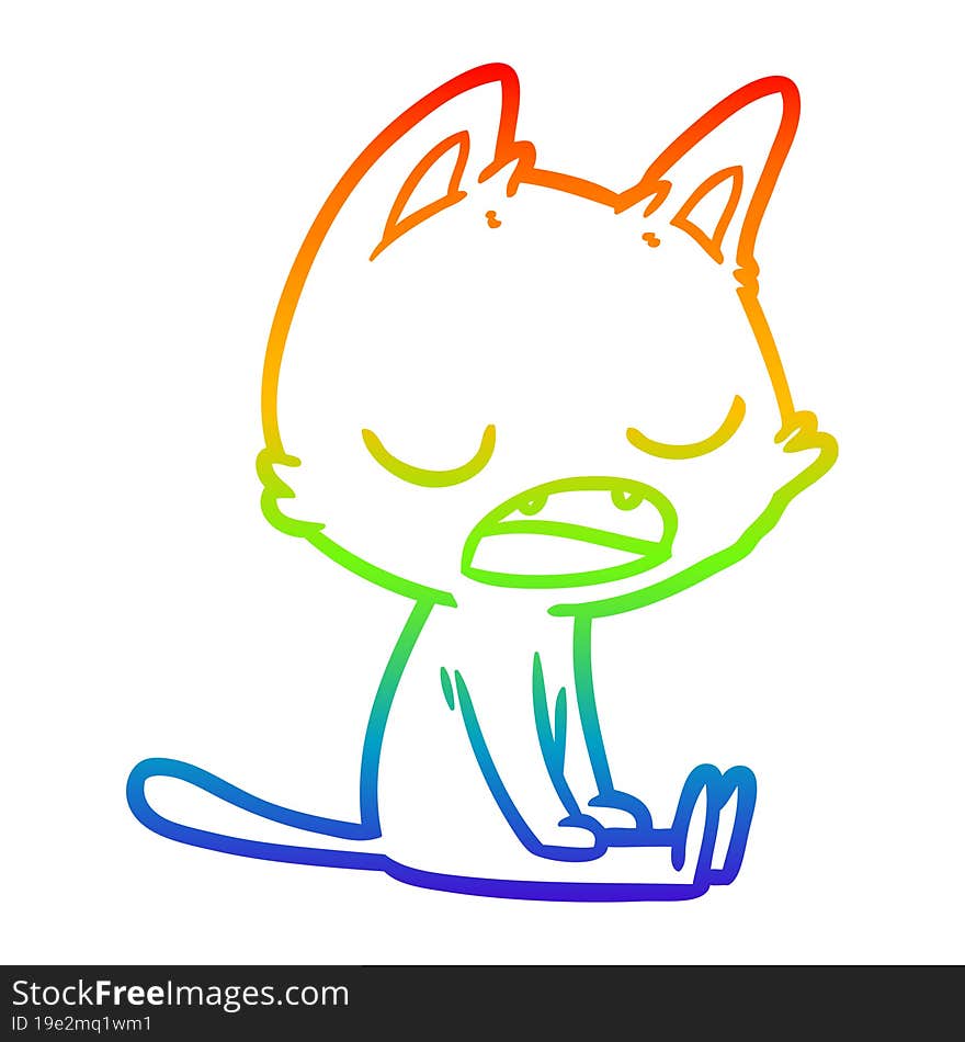 rainbow gradient line drawing talking cat cartoon