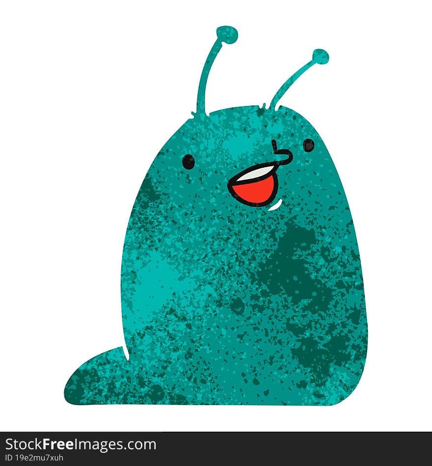 retro cartoon of a cute kawaii slug