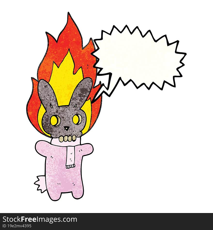 speech bubble textured cartoon flaming skull rabbit