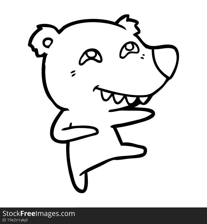 cartoon bear showing teeth while dancing. cartoon bear showing teeth while dancing