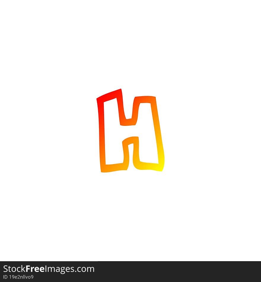 Warm Gradient Line Drawing Cartoon Letter H