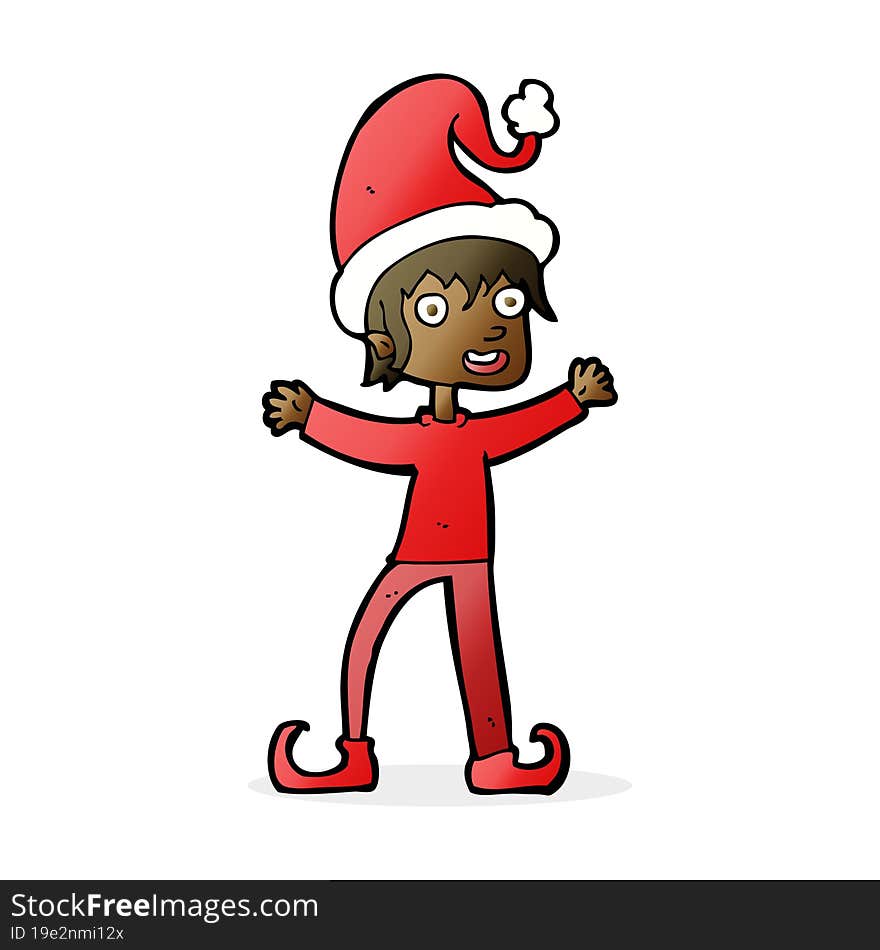 cartoon excited christmas elf