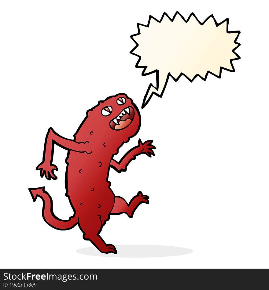 cartoon monster with speech bubble