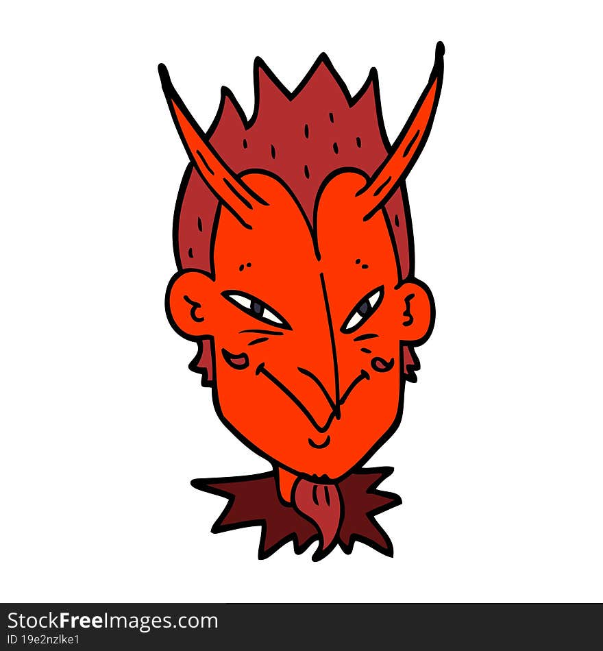 cartoon doodle devil face