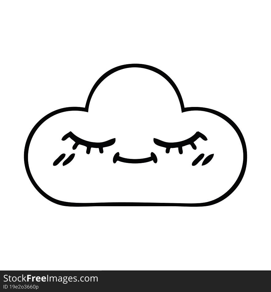 line drawing cartoon white cloud