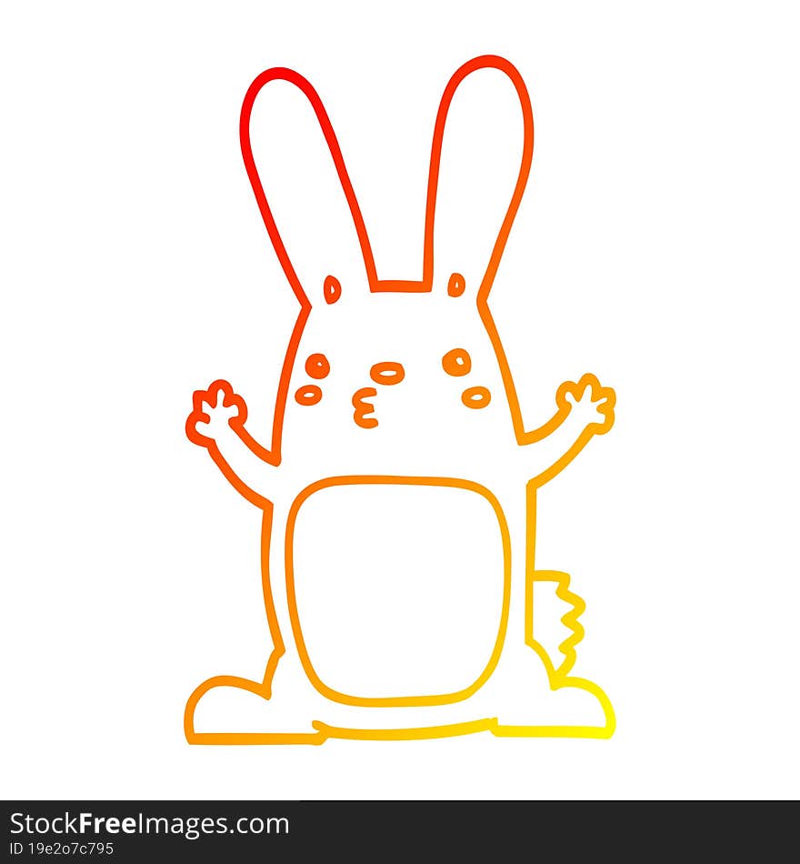 warm gradient line drawing of a cartoon rabbit