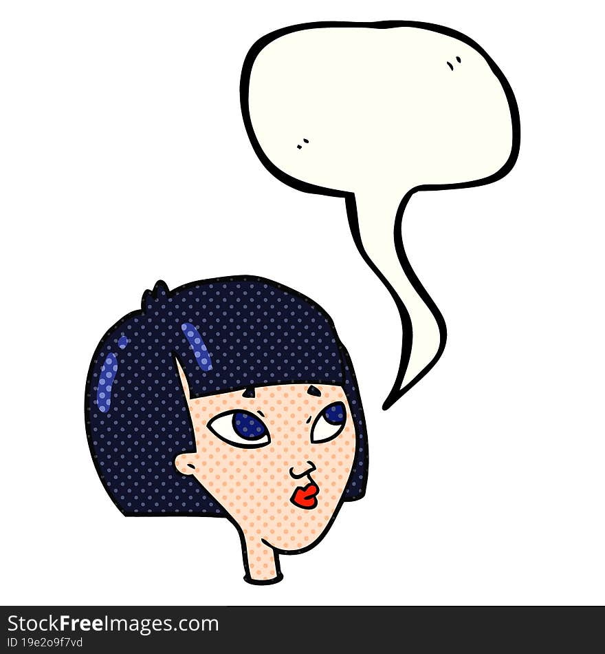 comic book speech bubble cartoon female face