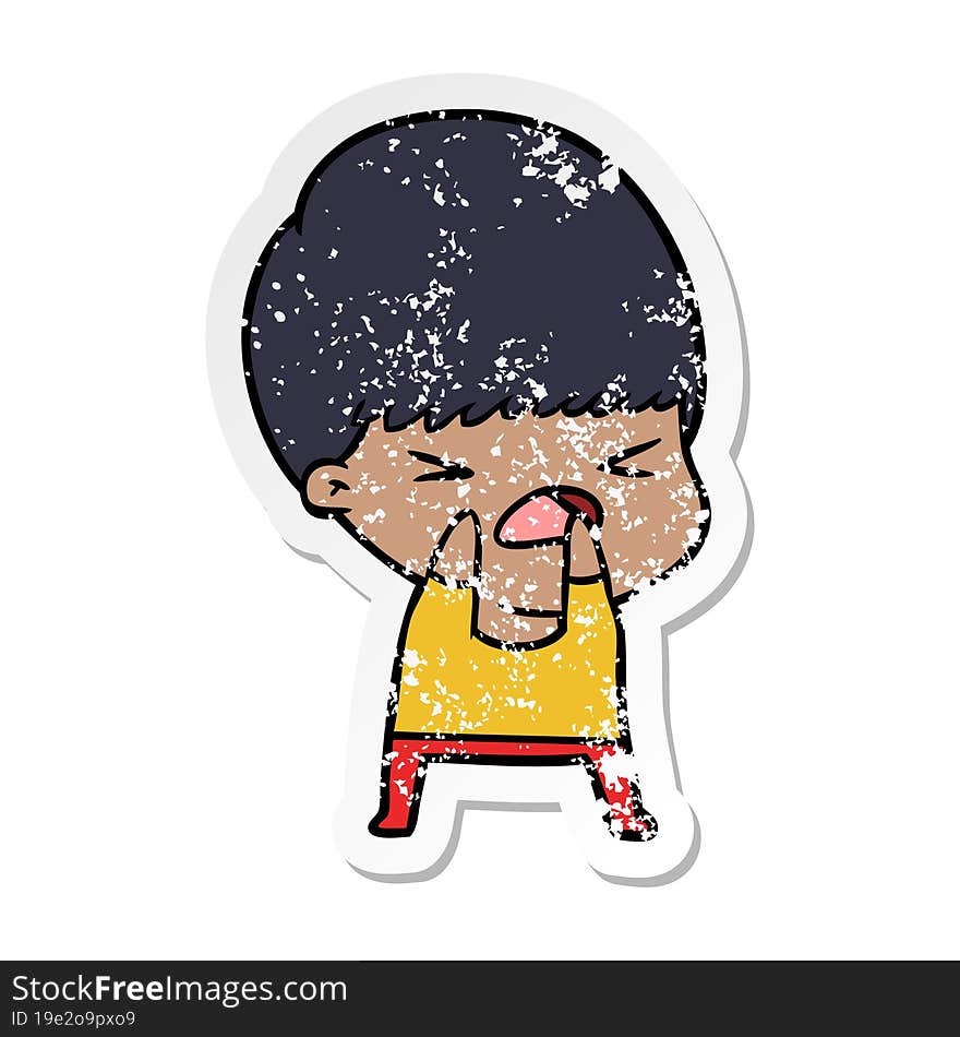 distressed sticker of a cartoon stressed man