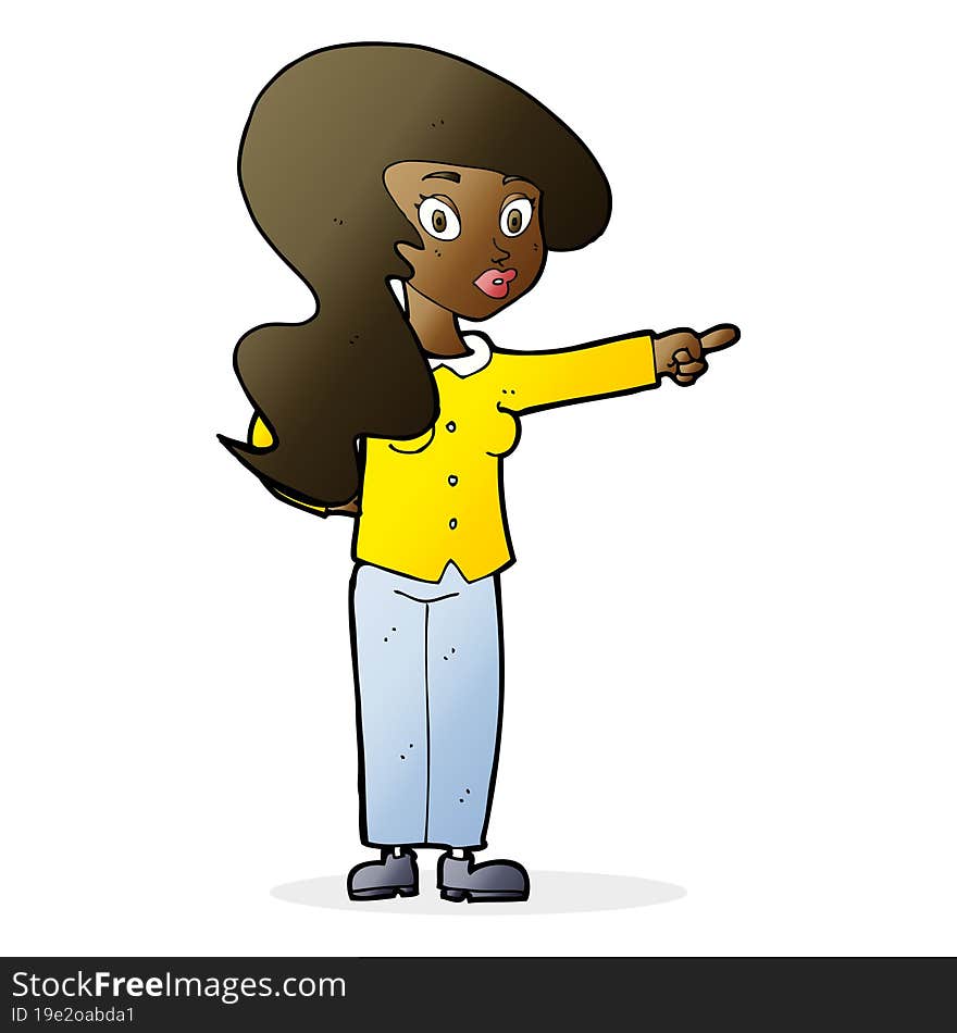 cartoon pretty woman pointing