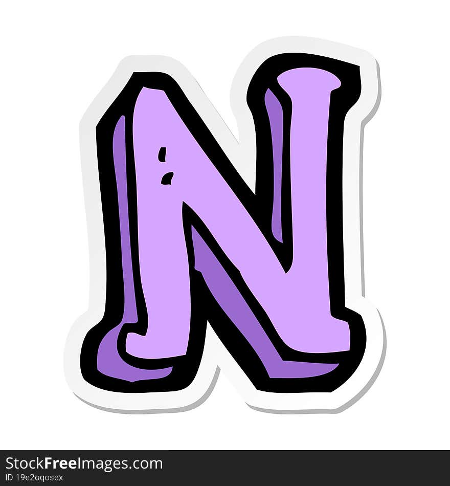 Sticker Of A Cartoon Letter N