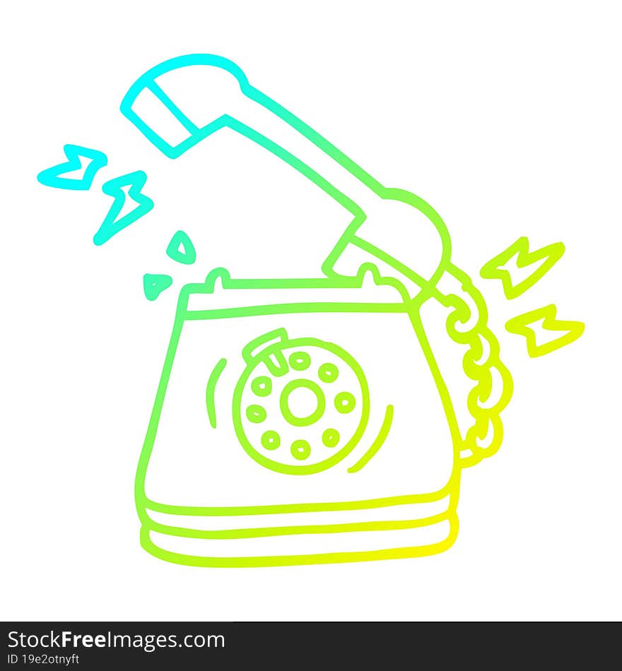 cold gradient line drawing cartoon old rotary dial telephone