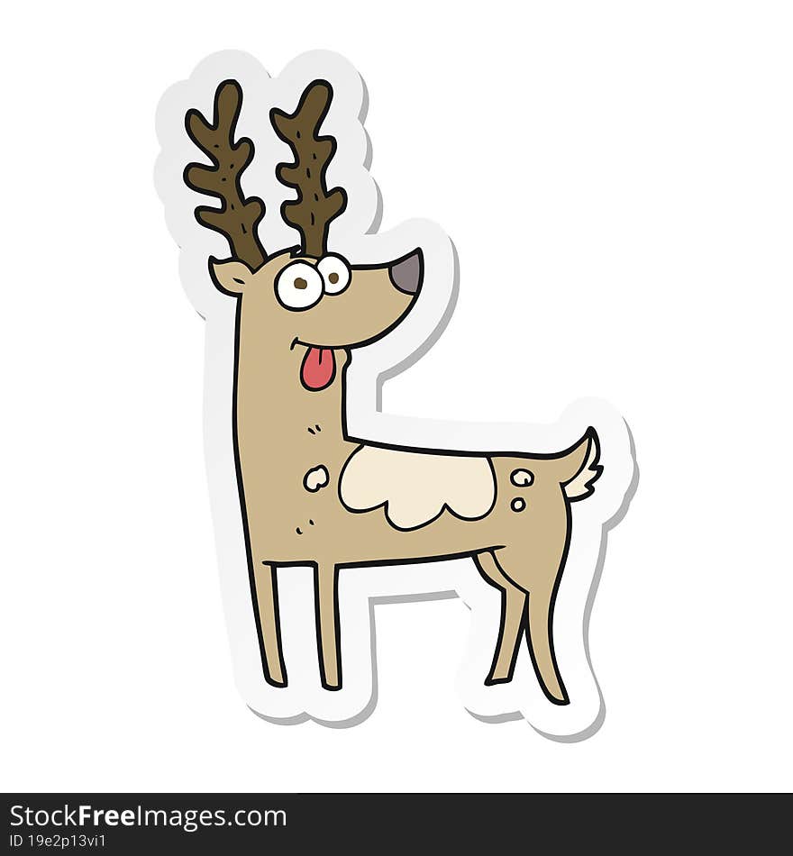 sticker of a cartoon reindeer