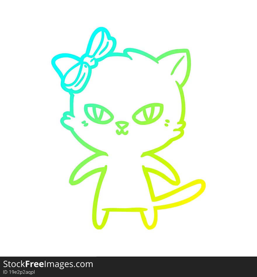 Cold Gradient Line Drawing Cute Cartoon Cat