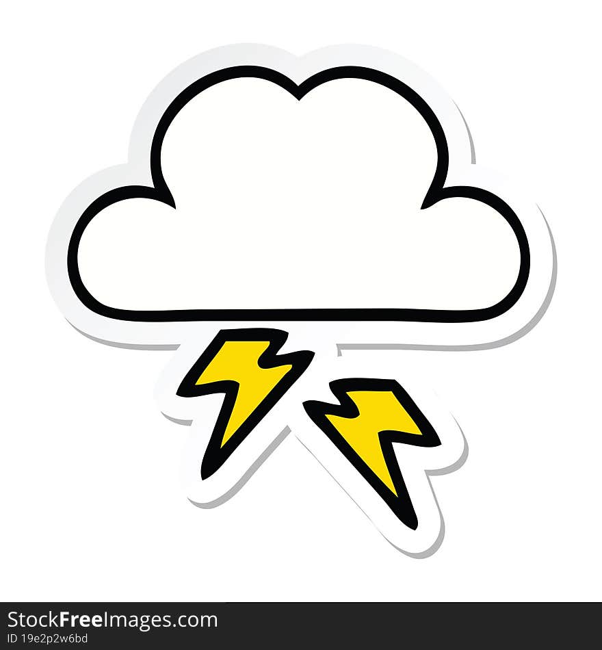 sticker of a cute cartoon thunder cloud